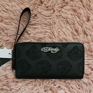 Ed Hardy Black Embossed Wallet